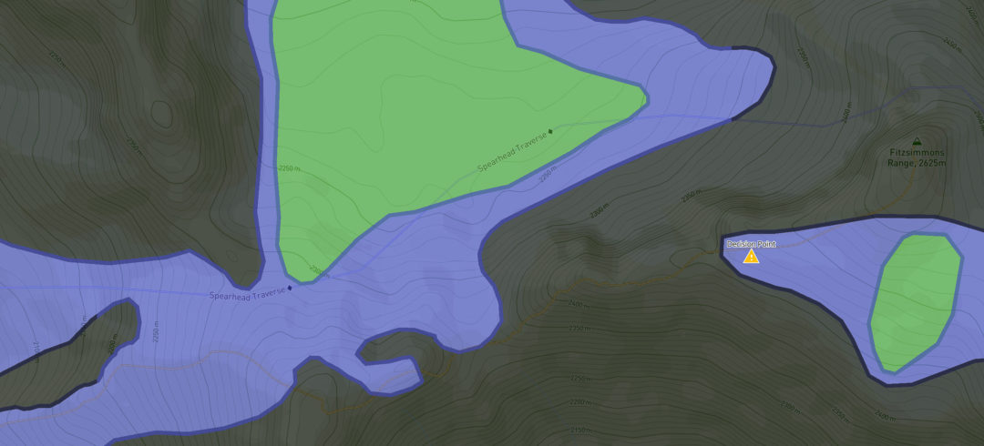 And...zoomed in closer to illustrate how one might use this planning tool to assess route options (in the panning stage). 