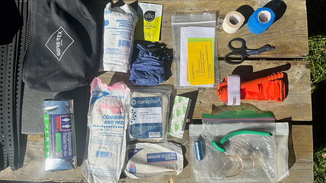 Everything that goes in the Gore-Tex bag.