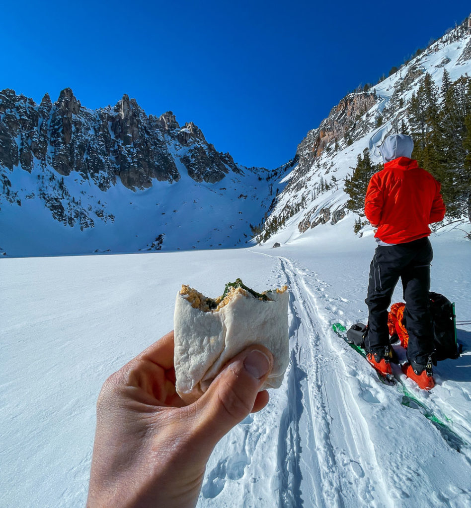 Packing some dense real food snacks is paramount to a good time in the alpine. Sawtooth Mountain Range, Idaho. Photo: Jackson Long