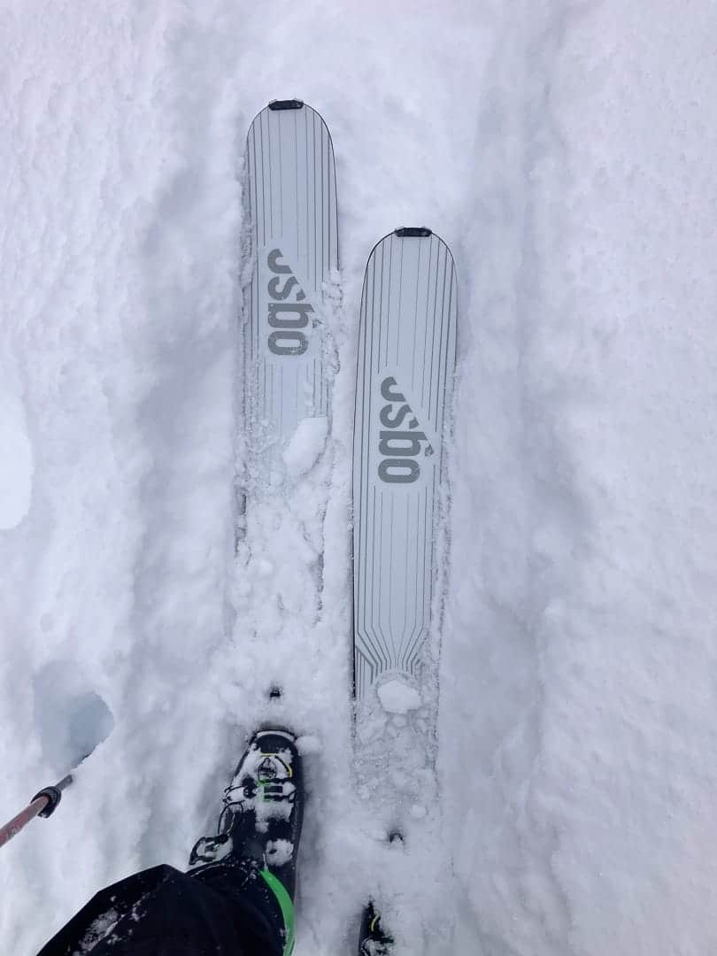 A clean aesthetic for the Ogso Corbet's SR UL. You'll have plenty of float and pivot-on-a-dime performance without a hefty weight penalty. And in deep snow, the hefty tip rocker makes these a trail breaking workhorse. Photo: Brian Parker