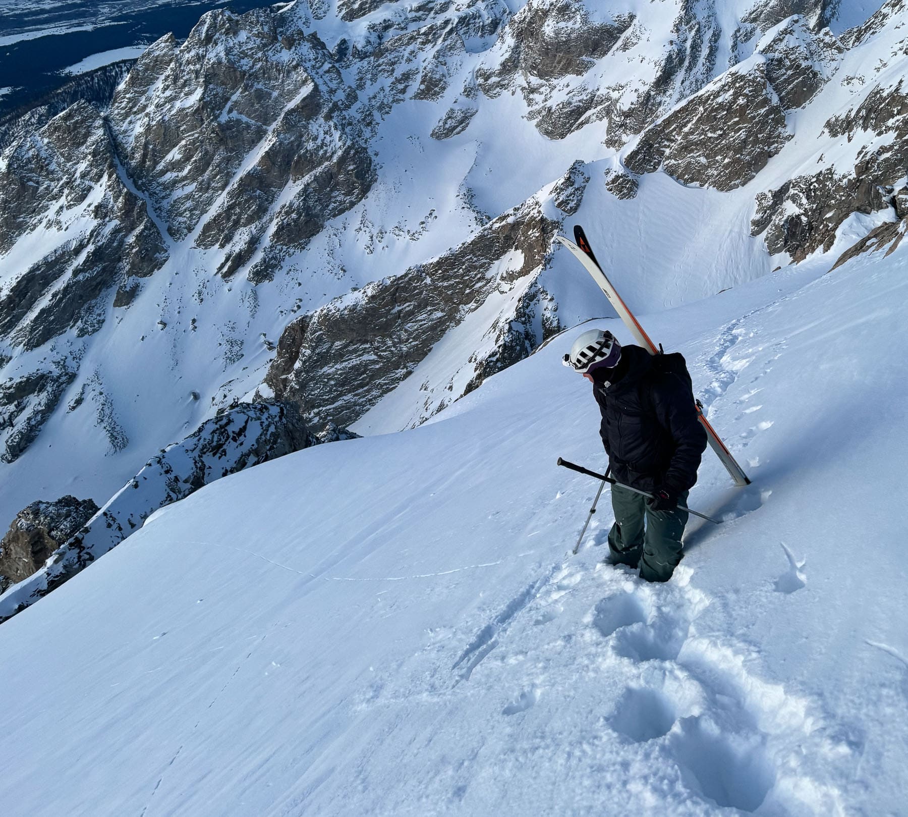 The Transalp 105 CTi seen here high in the Tetons. Light enough to bring along on quality outings with good friends. Playful enough to get invited back again and again. Photo: Aidan Whitelaw