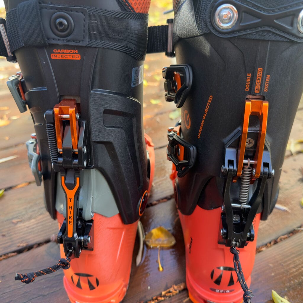 Old and new walk mechanisms on the Tecnica Zero G Tour Pro boots.