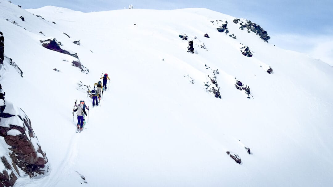 Skinning along, following the leader, on a low danger day.