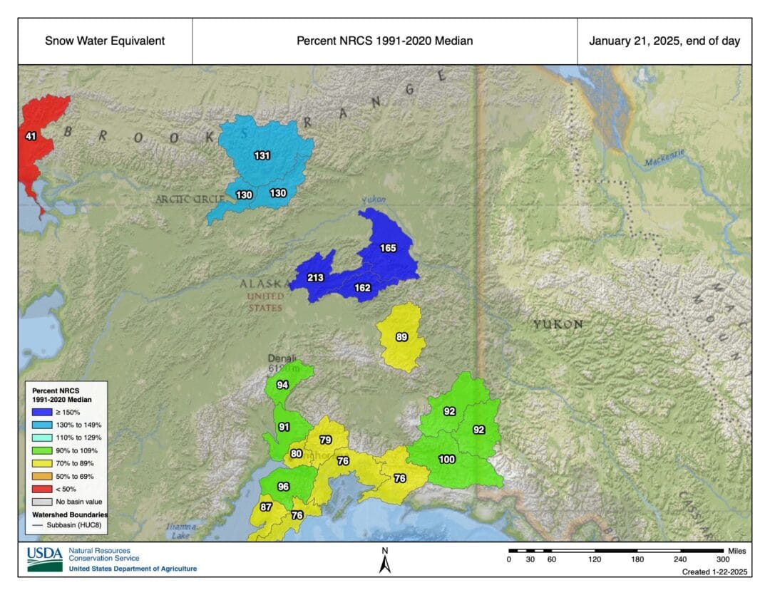 Let’s take a look at AK. Truth be told, in and around the main population centers, like where Alex Lee resides, the trend is one of SWE emerging toward normal SWE—but not quite there yet. 