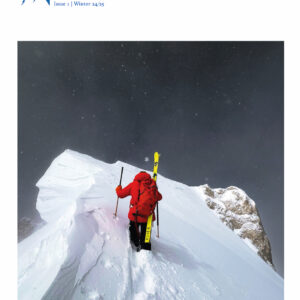 The cover of The High Route magazine cover 1: Adam Fabrikant nears the summit of Gasherbrum II. Photo: Billy Haas