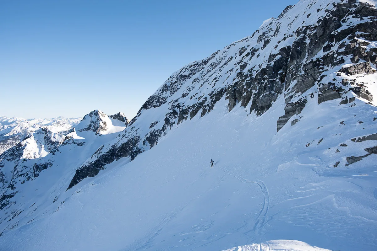 High traversing. Finding a path. Photo: Sam Chaneles