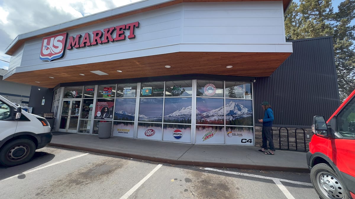 Bend’s best beta for touring info wallpapered on the US Market windows. Find it on NW Albany st.
