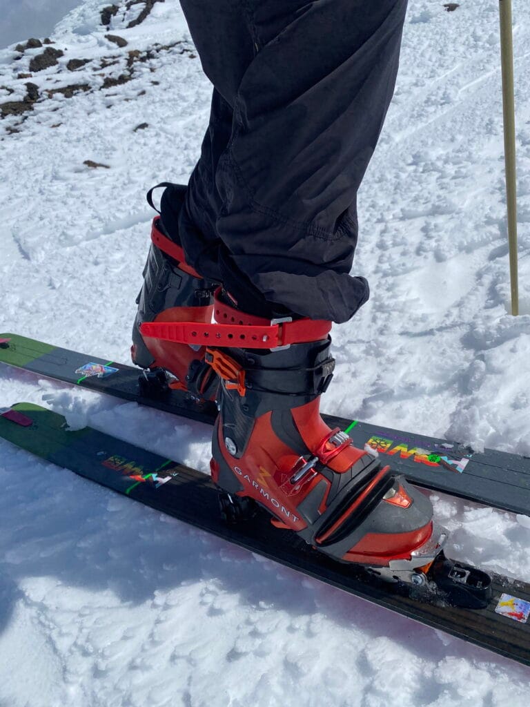 Field use. Voile straps tightened on the ascent. I loosened them up mid-way on the descent to try and learn more about the boot’s flex pattern.