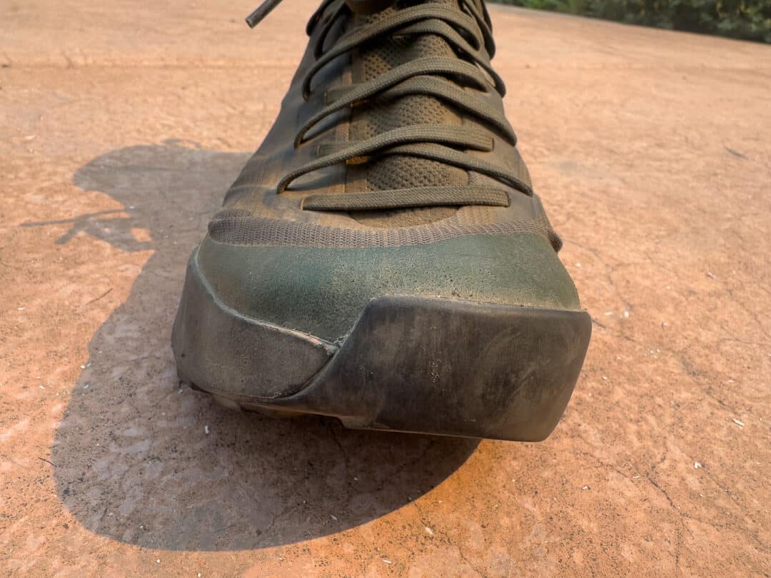 A robust toe bumper on the Vertex Speed helps with durability and toe protection. 