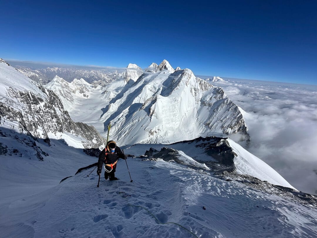 Billy Haas ascending Gasherbrum I. Photo: Adam Fabrikant