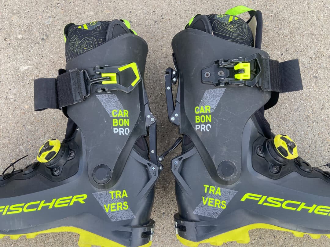 Different modes. Ski mode (left), walk mode (right). Flip the ski/walk arm in the rear, flip the sliding buckle up top, maybe loosen/tighten the BOA, respectively, and down or up you go. Pretty fast transitioning is the word.