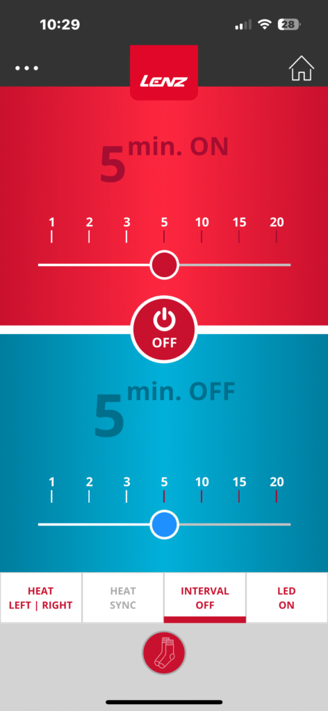 The Lenz app heating interval screen.