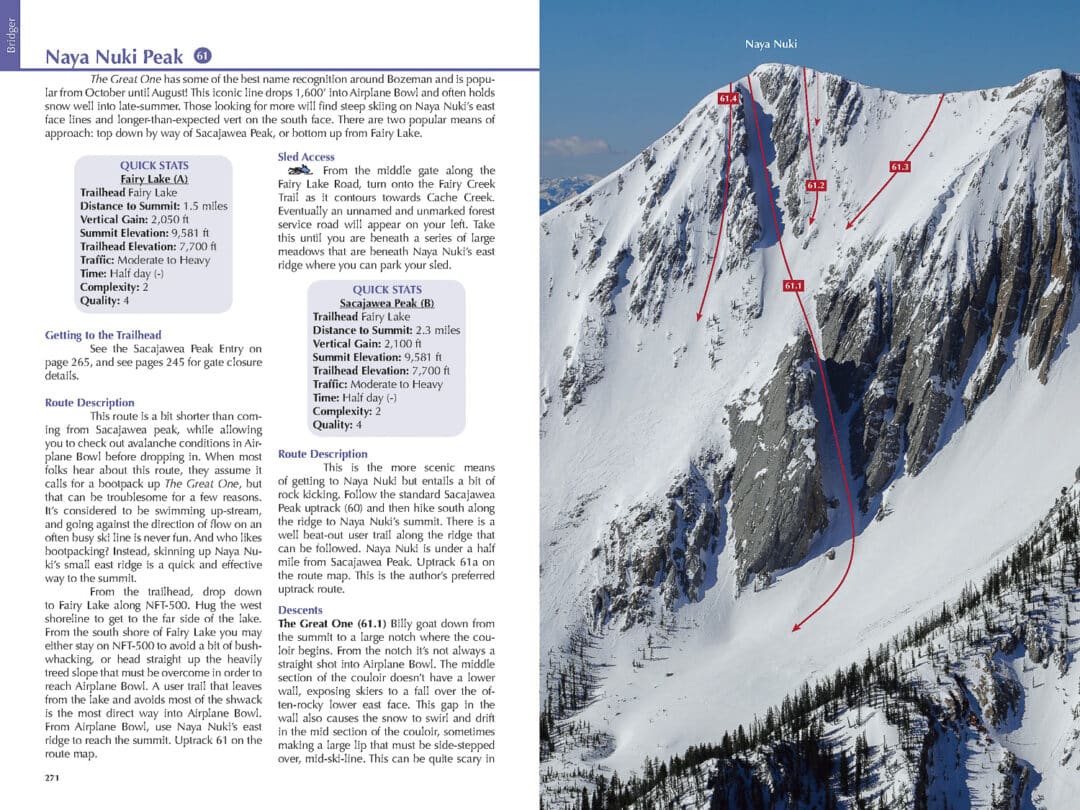 A page from the Bridgers section of Peaks & Couloirs. Image: Peaks & Couloirs