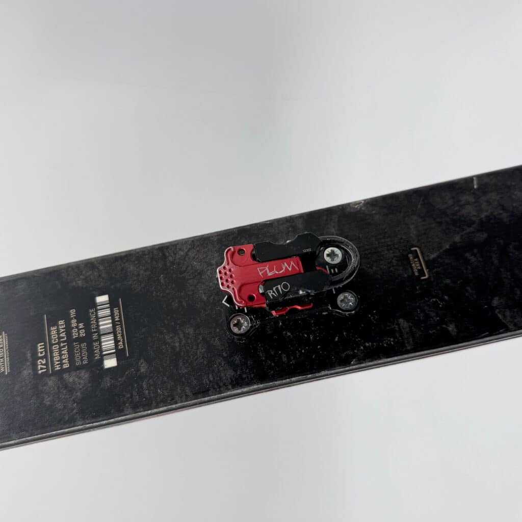 R170 heel rotated forward with riser placed over the pins—race style.