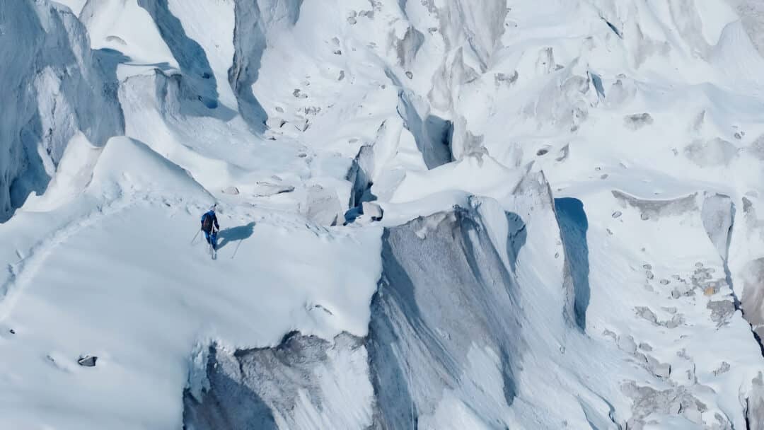 Andrzej Bargiel navigating the Khumbu Icefall during his ski descent from the Mount Everest summit to Base Camp. Photo: RedBull Content Pool