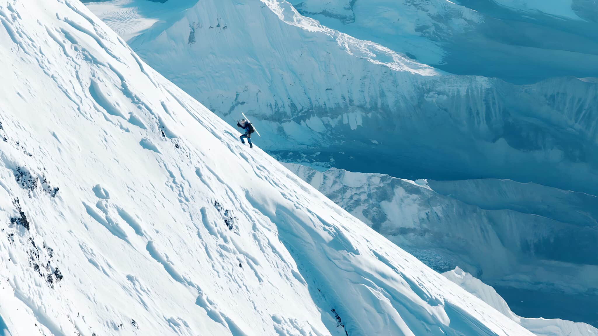 Andrzej Bargiel climbing to the summit of Mount Everest before descending on skis to Everest Base Camp. Photo: RedBull Content Pool