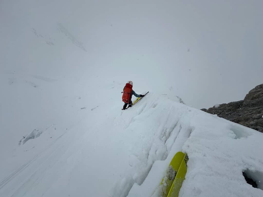Adam Fabrikant inching down Gasherbrum II. Photo: Billy Haas