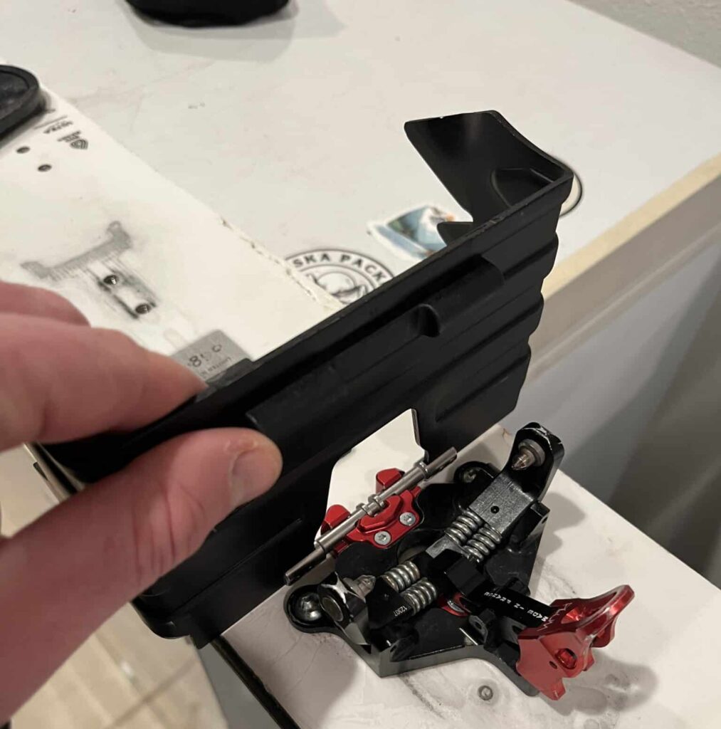 The time-tested and well-designed Plum ski-crampon slot is a drop-in style. 