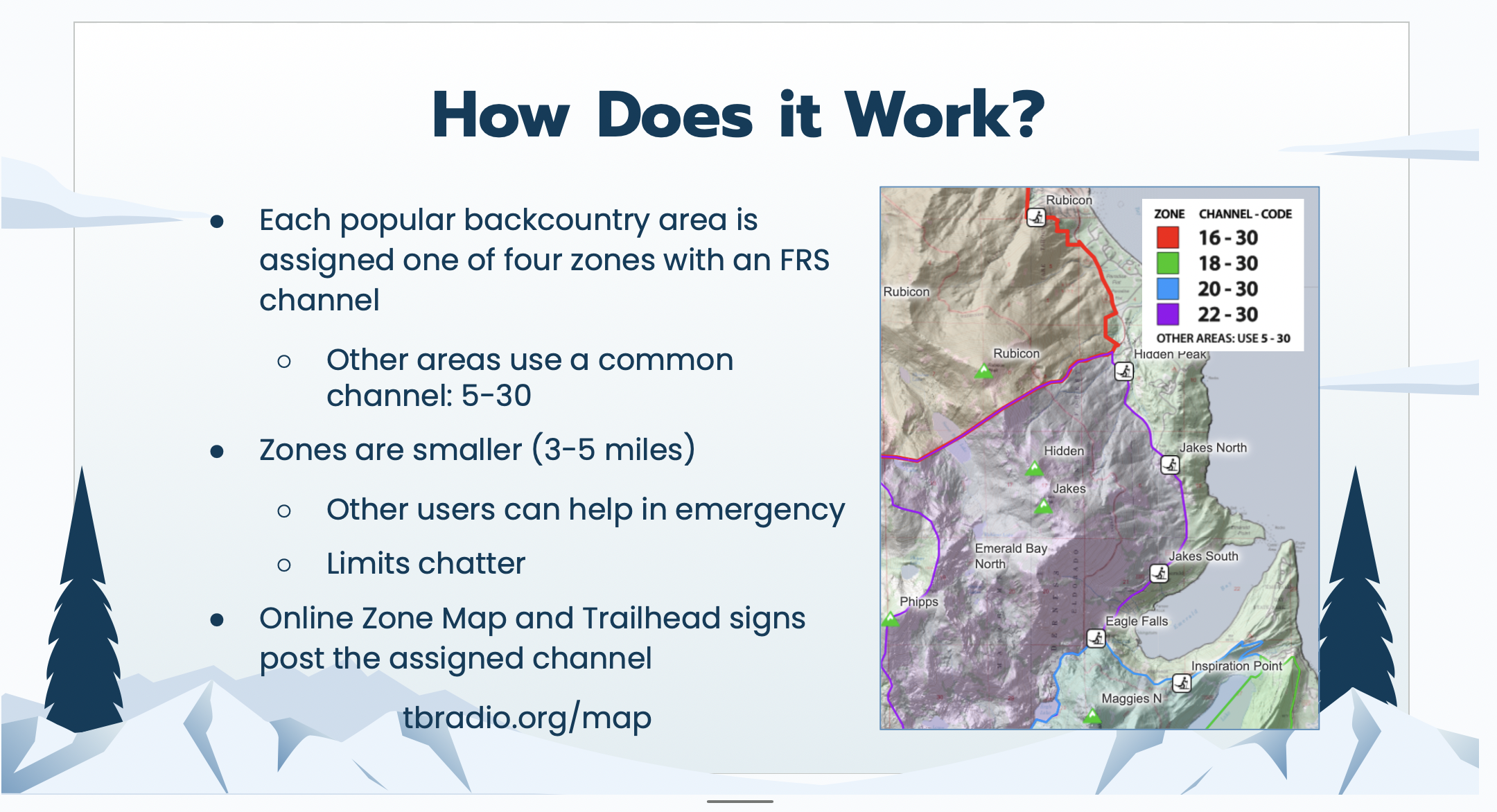 The community channel basics in the Tahoe/Truckee zone. Photo: TBR Presentation