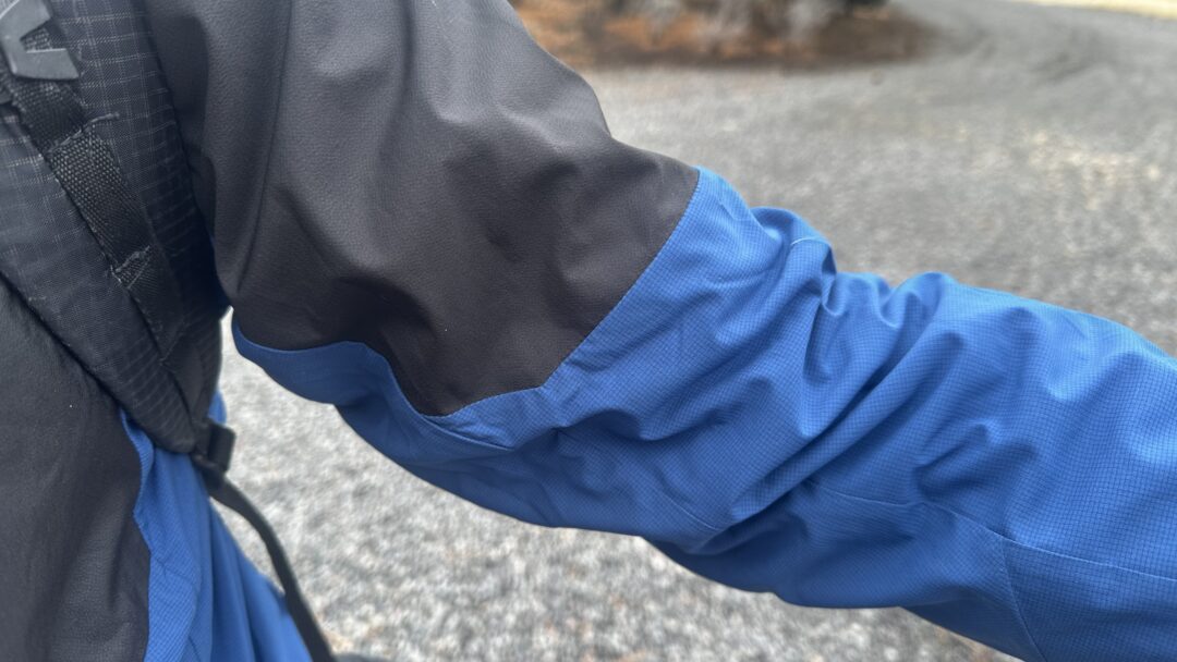 A shot highlighting the two different face fabrics.