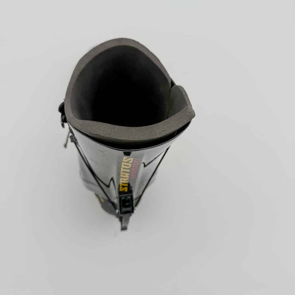 Variable thickness foam allows the cuff to wrap around the shin and calf.