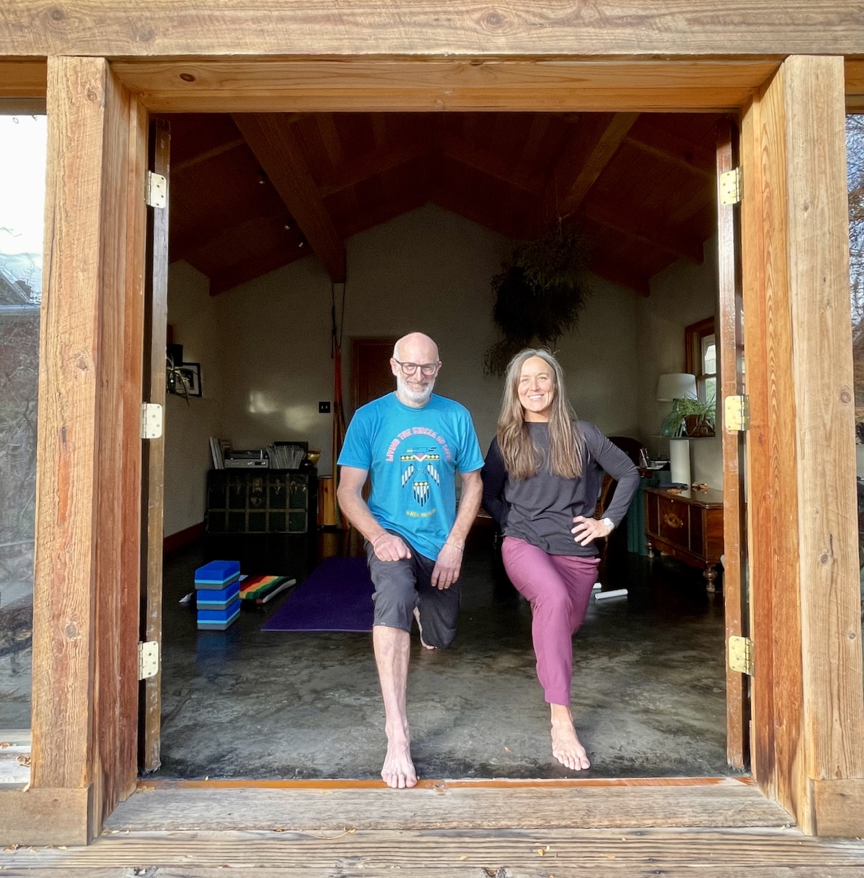 Pete Vordenberg, left, and Lesli Shooter, right: Vordenberg has benefited from Shooter’s yoga guidance.