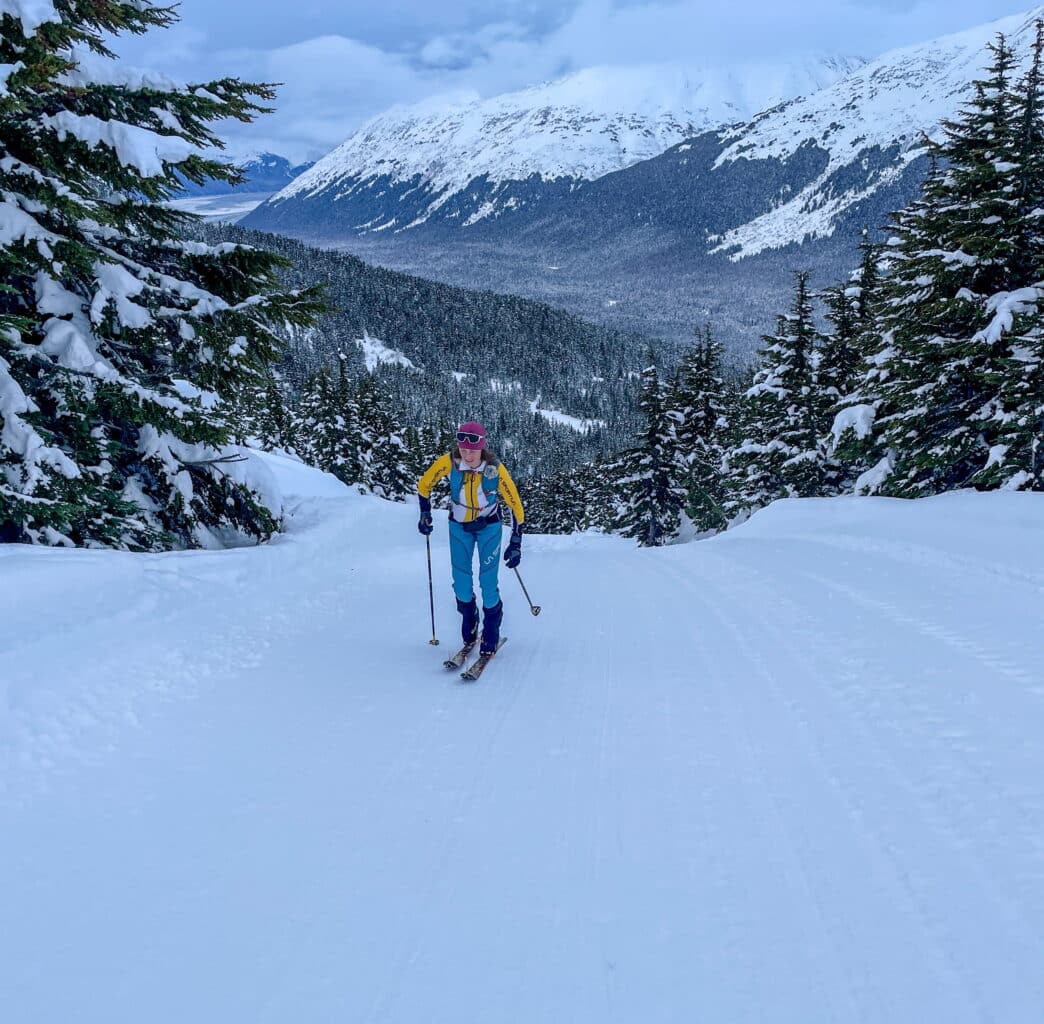Najeeby Quinn, uphilling on the CPG cat-road in AK. Photo: Alex Lee