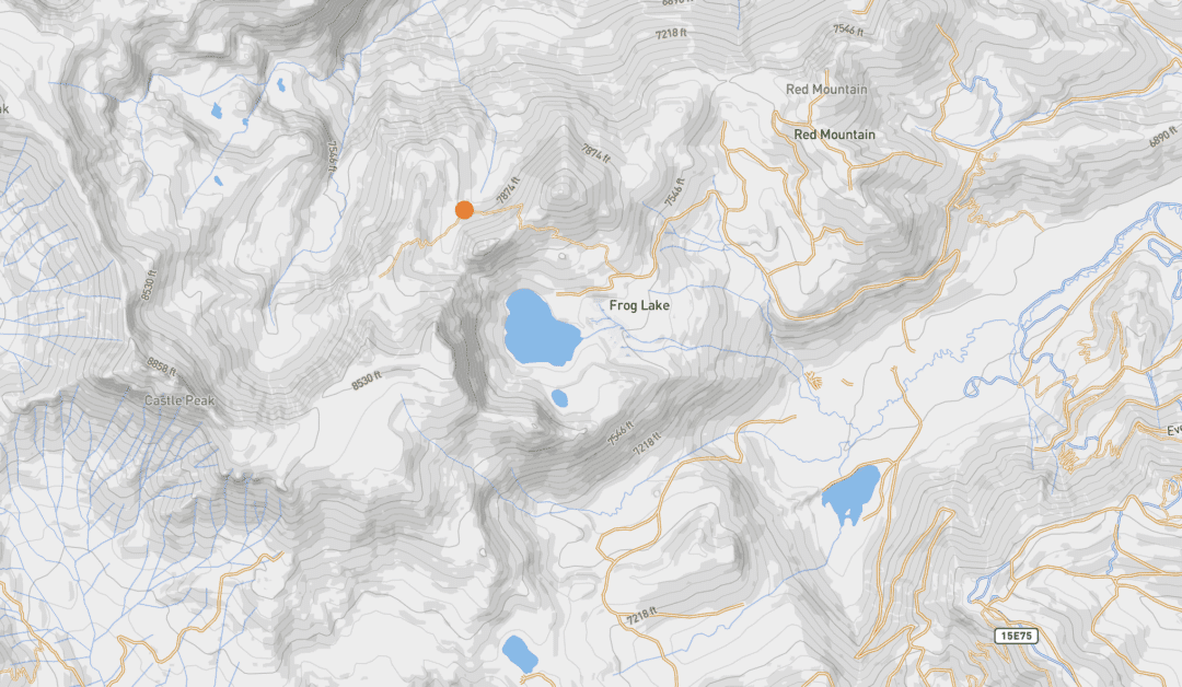 A screengrab from the Sierra Avalanche Center site with an orange pin indicating the incident zone.