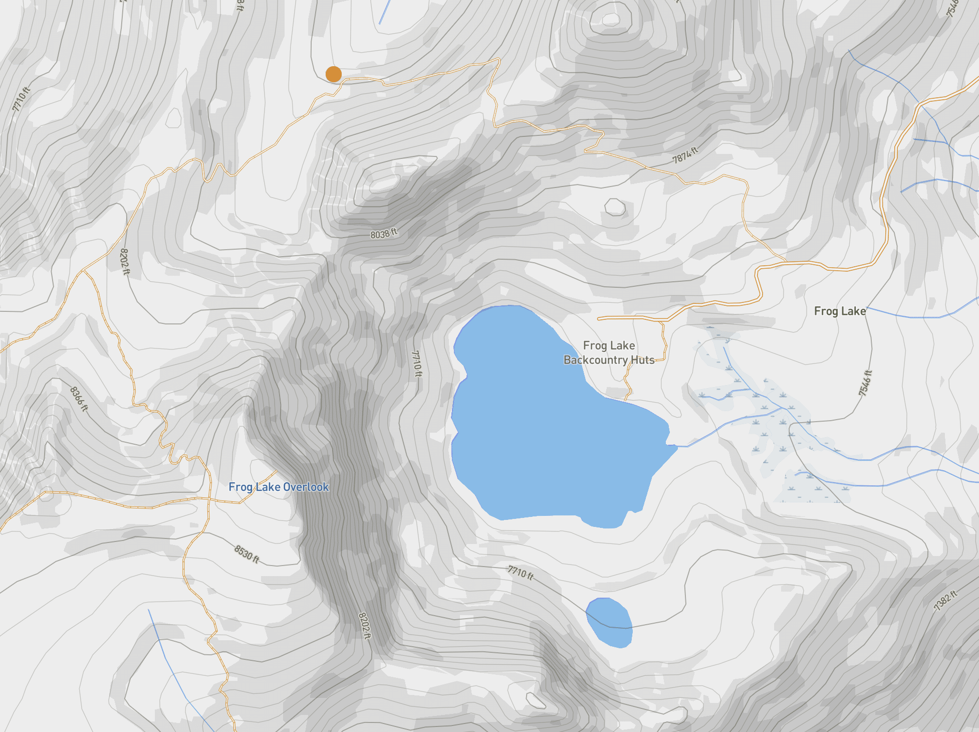 A screengrab from the Sierra Avalanche Center site with an orange pin indicating the incident zone.