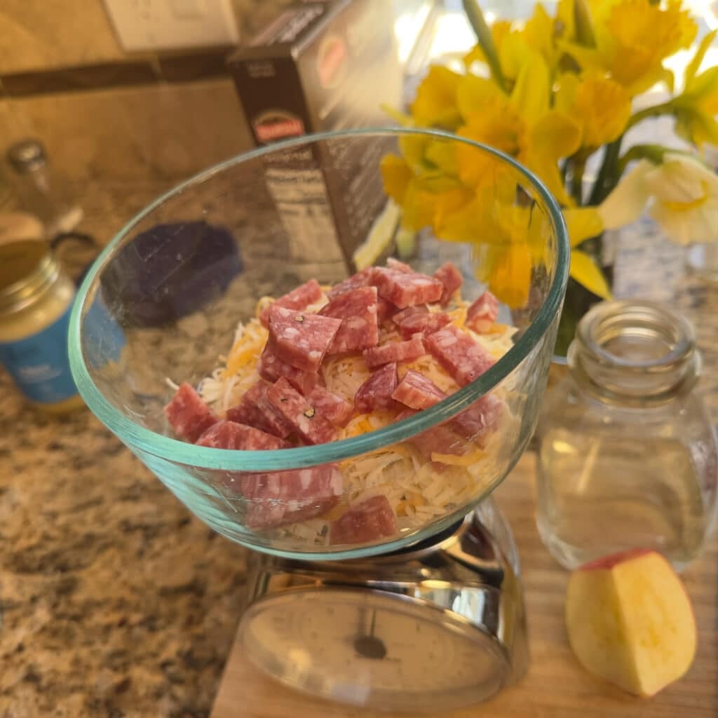 The salami and cheese.