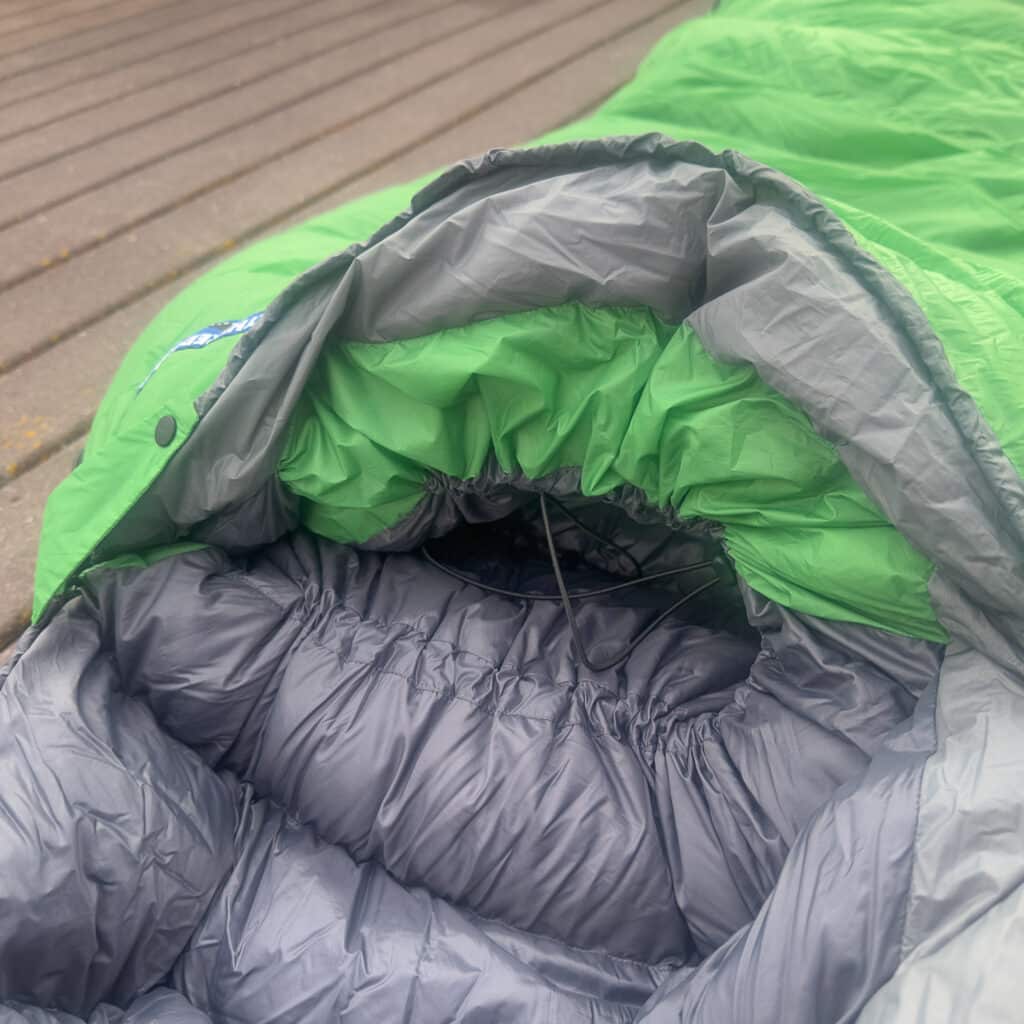 Here, the draft collar is cinched down.