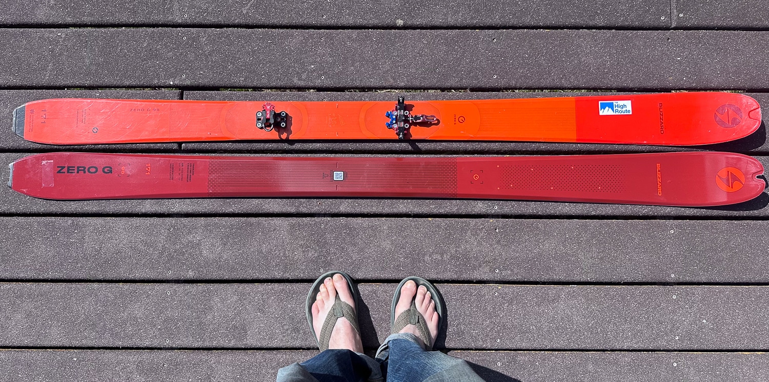 The Blizzard Zero G 96 (bottom), Zero G 95 (top).