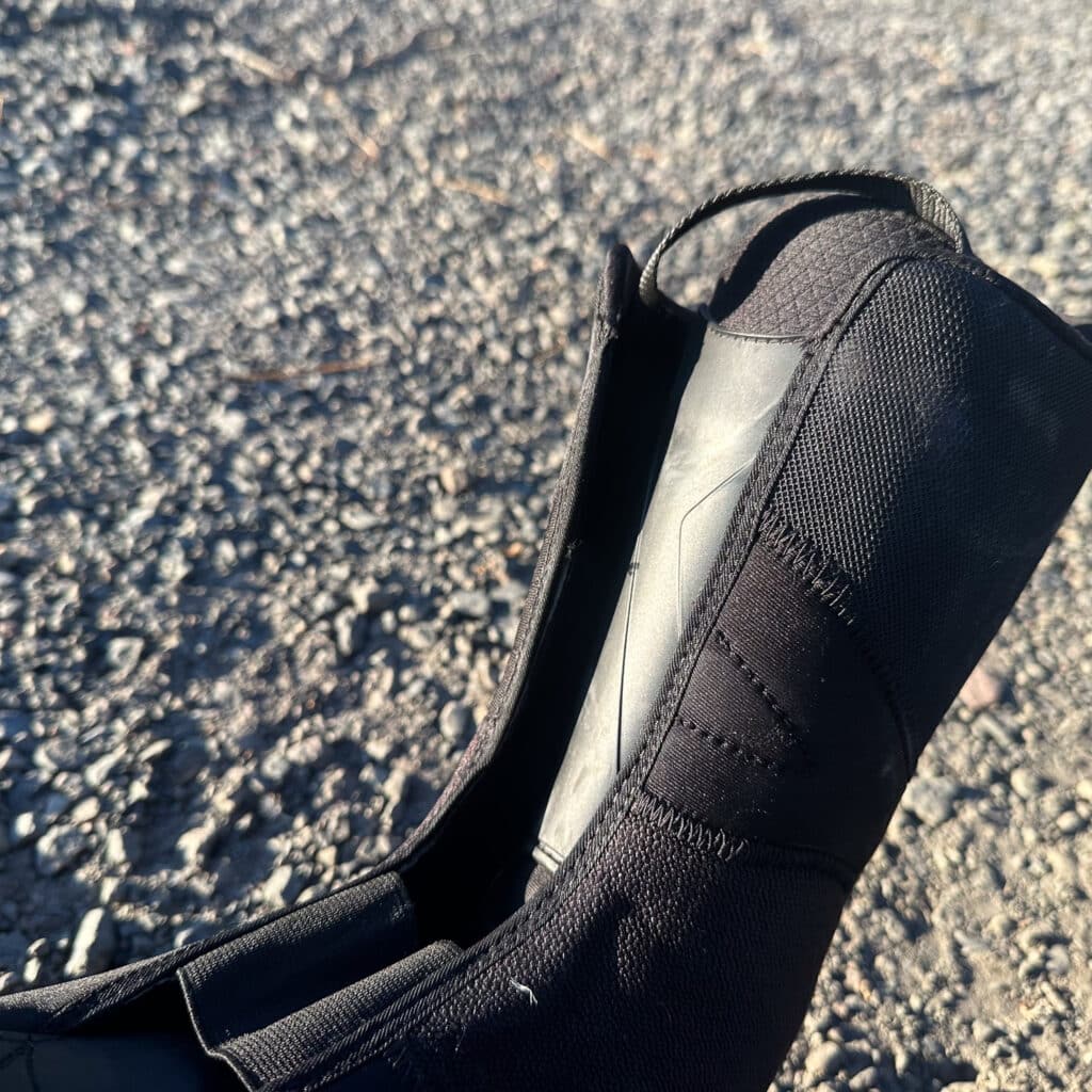The stock liner displaying the plastic-reinforced tongue.