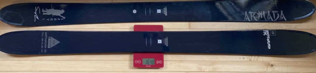 Big skis, modest weight: 1650g/ski in a 175cm.