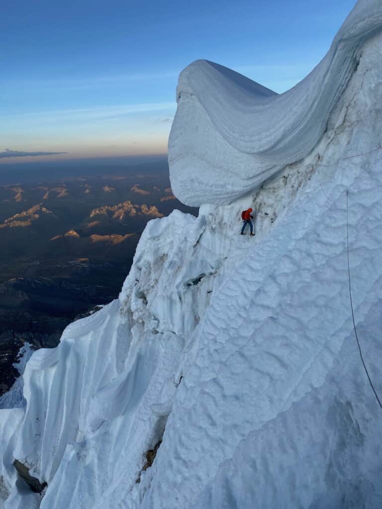 Vince Anderson on the ascent—Jirishanca. Photo: Vince Anderson collection.