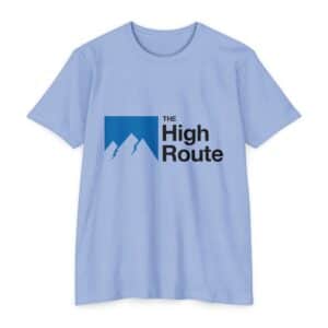 Blue-Black Logo: Light Blue Heather or Banana Cream Unisex THR T-shirt.