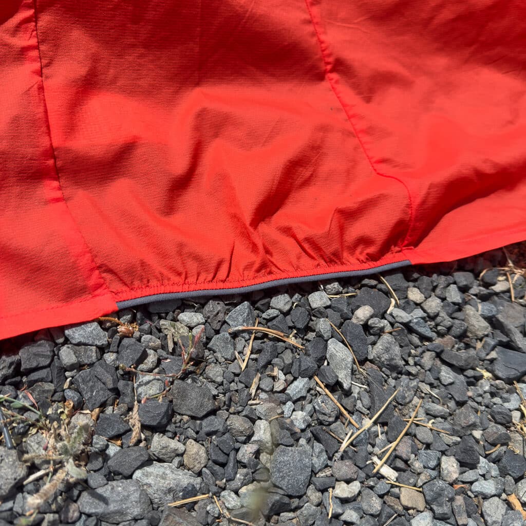 The hem has two sections of elastic.